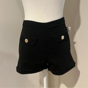 Rivir Black Women's Shorts with Gold Buttons
